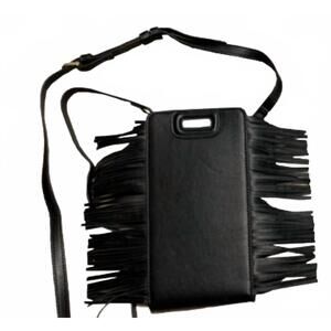 NEW AHDORNED women's faux leather phone crossbody bag in napa black